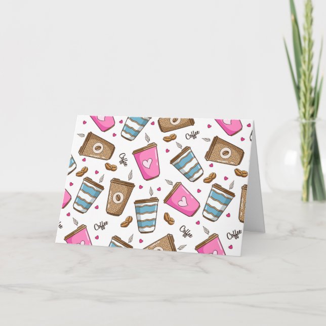 Cartão Café, Café Feijão, Corações, Café Lover (Frente)