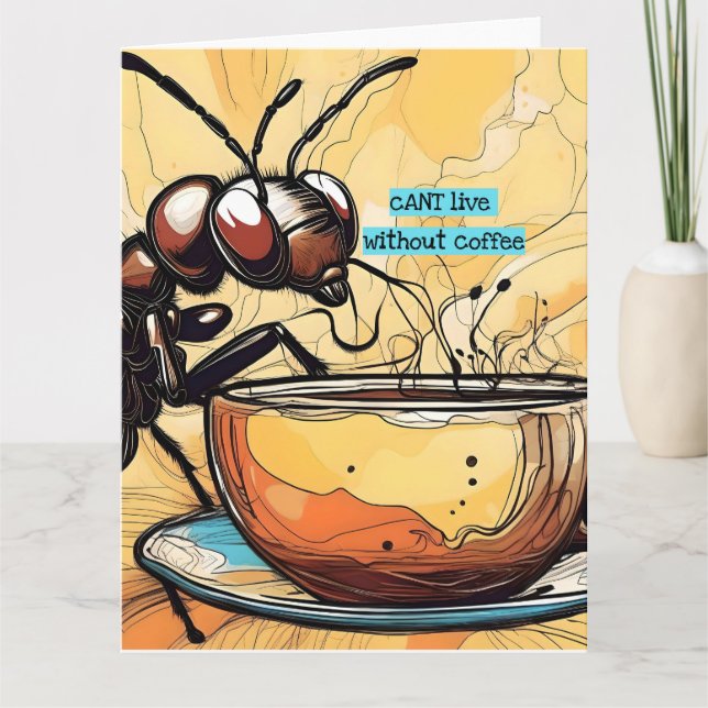 Cartão café, cANT ao vivo sem ele, arte digital, carta. (Frente)