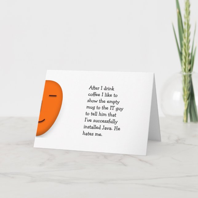 Cartão Café.. cara de TI.. Java.. Piada engraçada do escr (Frente)