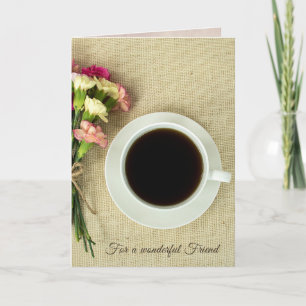 Cartão café com cravos em burlap