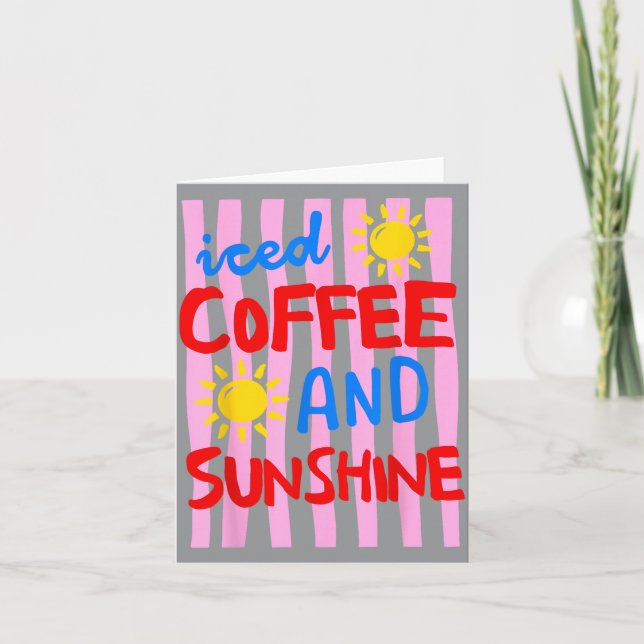 Cartão Café com Gelo e Sol Cute Férias de Verão (Frente)