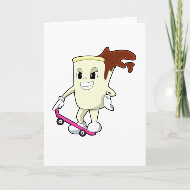 Cartão Café como skatista com skate (Frente)
