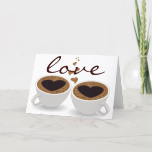 Cartão Café Copas Corações Casais e Amor