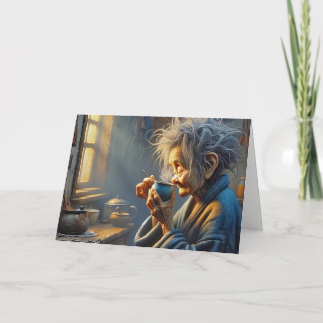 Cartão Café da Manhã Bebendo (Frente)