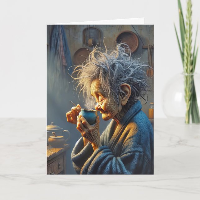 Cartão Café da manhã de Bebendo de Aniversário (Frente)