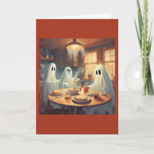 Cartão Café da Manhã Fantasmagórico Feliz Halloween