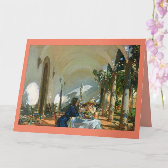 Cartão Café da manhã na Loggia, Sargent 1910 (Orquídea)