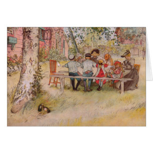 Cartão Café da manhã sob o Big Birch de Carl Larsson