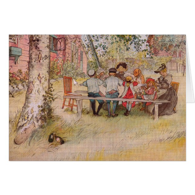 Cartão Café da manhã sob o Big Birch de Carl Larsson (Frente Horizontal)