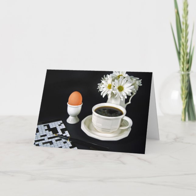 Cartão Café de Aniversário e Quebra-cabeça de Palavra Cru (Frente)