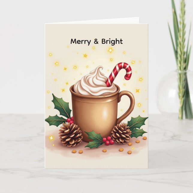 Cartão Café de Natal Alegre e Brilhante (Frente)