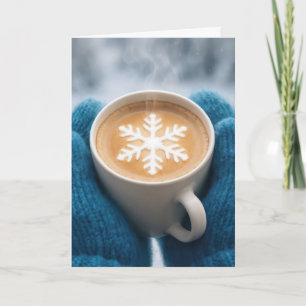 Cartão Café de Natal Com Luvas e Floco de Neve