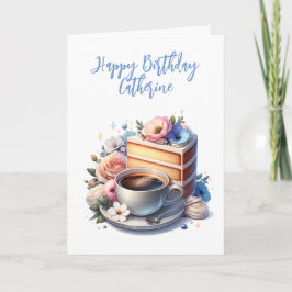 Cartão Café e Bolo | Feliz Aniversário Personalizado