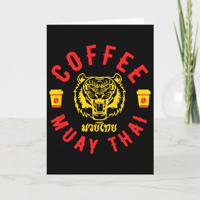 Cartão Café e Muay Thai Presente Divertido de MMA Kickbox (Frente)