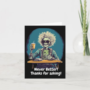 Cartão Café esquelético Nunca Melhor Diversão de Figurino