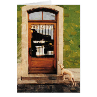 Cartão Café europeu - pintura original por C. Schridde