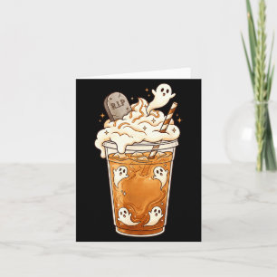 Cartão Café gelado assustador fantasmas de halloween latt