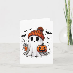 Cartão Café Ghost Ghost Bebendo Bonito Café Halloween Caf