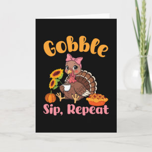 Cartão Café Gobble Sip Repeat Peru Com Torta De Abóbora A