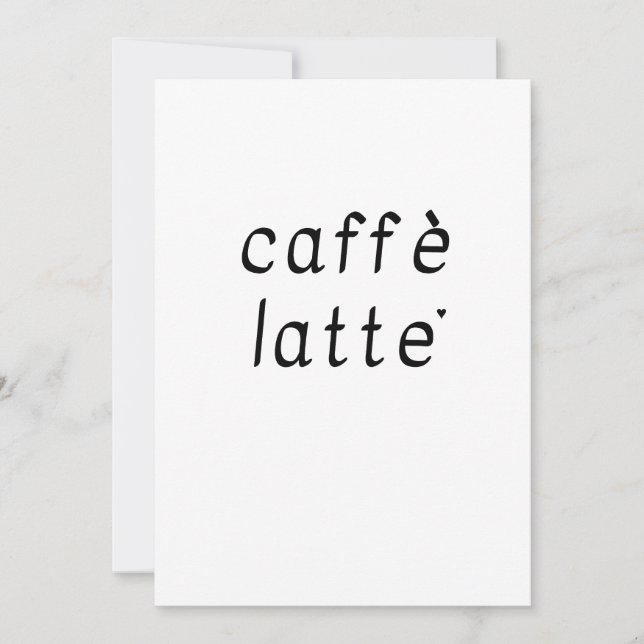 Cartão Caffè latte - minimalistic typography card (Frente)