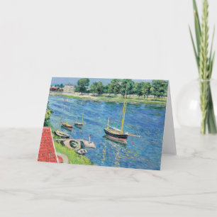 Cartão Caillebotte - Seine em Argenteuil, Barcos ancorado