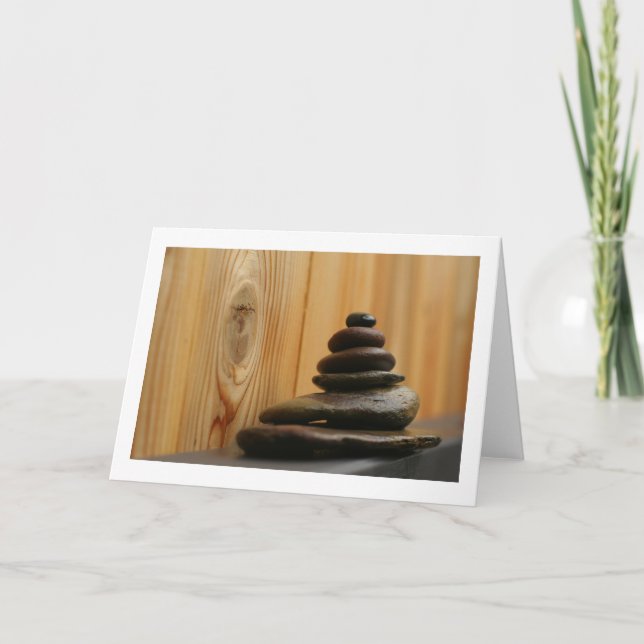 Cartão Cairn Meditation Stones and Wood (Frente)