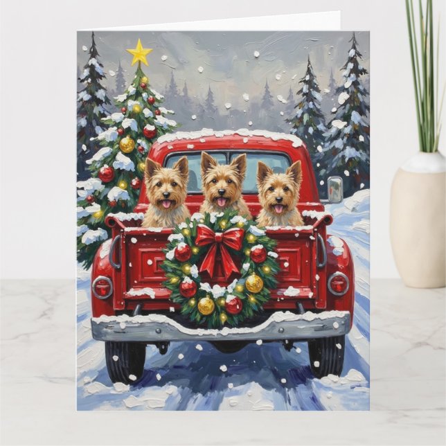 Cartão Cairn Terrier Christmas Red Truck Holiday (Frente)