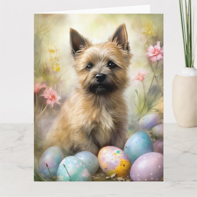 Cartão Cairn Terrier com Feriado de Ovos de Páscoa (Frente)
