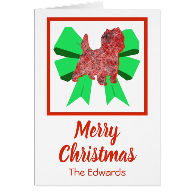 Cartão Cairn Terrier Cute Christmas Dog & Arco Card (Frente)