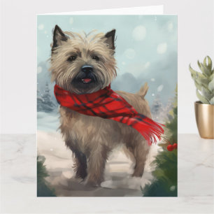 Cartão Cairn Terrier Dog no Natal da Neve