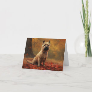 Cartão Cairn Terrier em Folhas de Outono Caem Inspiração