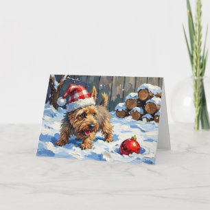 Cartão Cairn Terrier Espirituoso Cavando para o Natal T