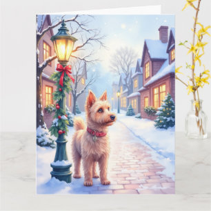 Cartão Cairn Terrier Poste de Iluminação Festiva Vila Nat