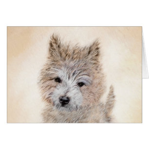 Cartão Cairn Terrier Puppy Painting - Arte Original De C