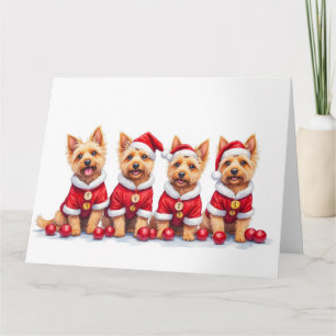 Cartão Cairn Terrier Vestido de Natal Chapéu de Papai Noe