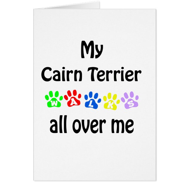 Cartão Cairn Terrier Walks Design (Frente)