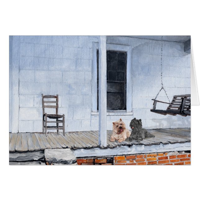 Cartão Cairn Terriers Espera Fora do Compro (Frente Horizontal)