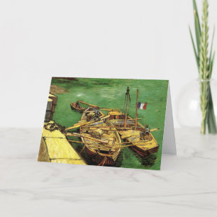 Cartão Cais de Van Gogh com Homens Descarregando Barcaças