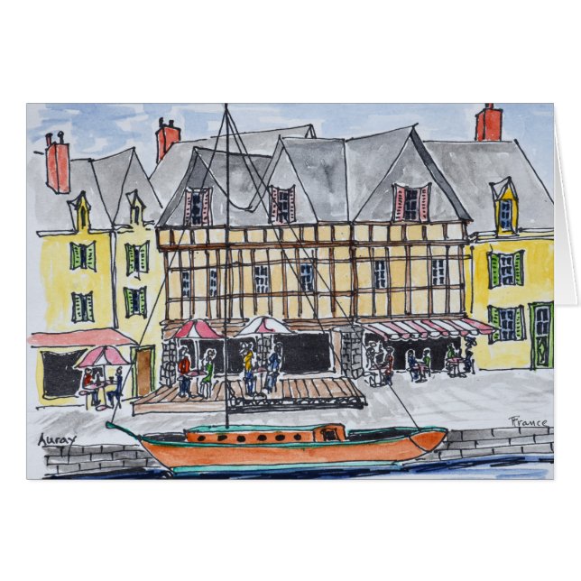 Cartão Cais Franklin, Saint-Goustan | Auray, Bretanha (Frente Horizontal)