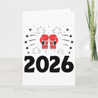 Cartão Caixa de Ano Novo 2026 Boxeador Esportes Força Aca