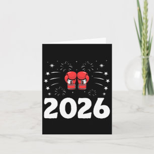 Cartão Caixa de Ano Novo 2026 Boxeador Esportes Força Gin