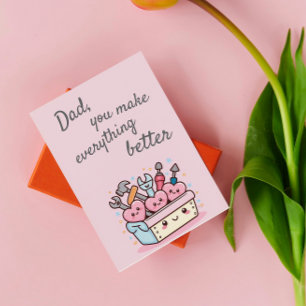 Cartão Caixa de Ferramentas Kawaii Fofa Dia dos Pais