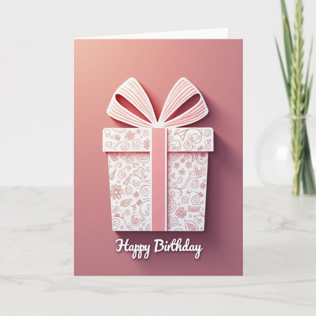 Cartão Caixa de Presente de Aniversário Carta de Aniversá (Frente)