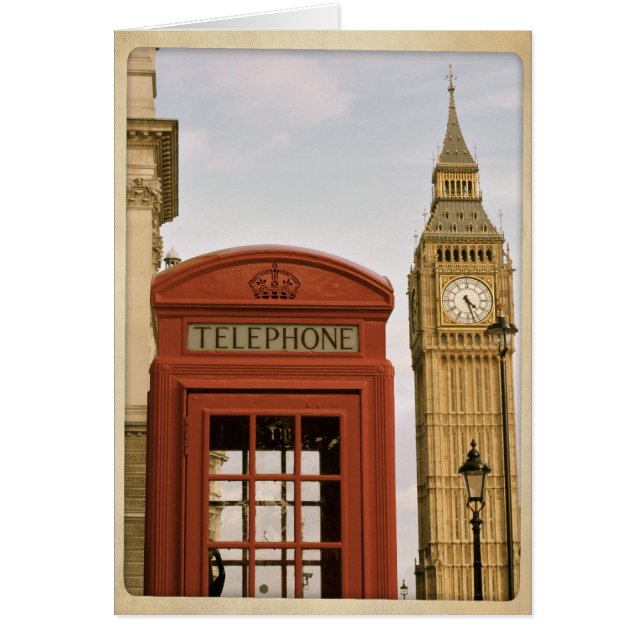 Cartão Caixa de telefone e torre do Big Ben (Frente)