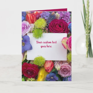 Cartão Caixa de texto com rosas florais bonitas personali