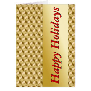 Cartão Caixas 3d cromo - ouro e vermelho