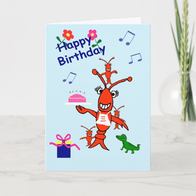 Cartão Cajun Crawfish Happy Birday (Frente)