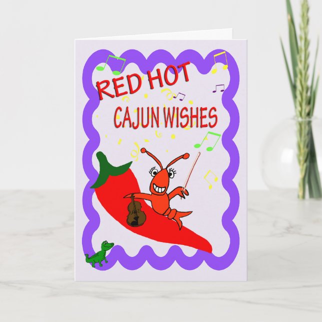 Cartão Cajun Crawfish Red Hot Happy Birday (Frente)