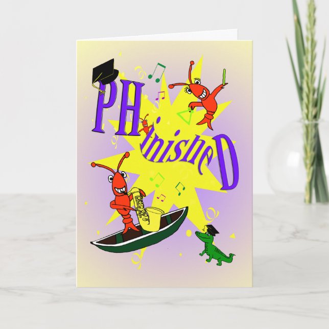 Cartão Cajun Themed Ph.d "phinished" Congratulations Card (Frente)