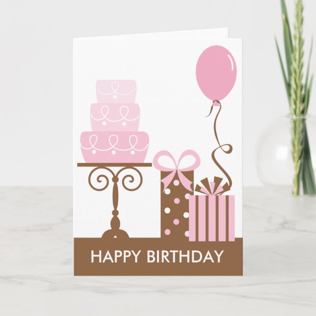 Cartão Cake and Presents Birthday Card (Frente)